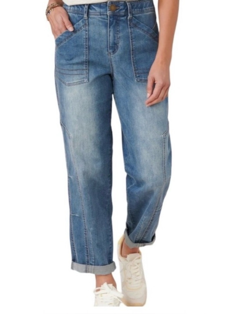 Democracy High Rise Tapered Straight Leg Jeans with Side Panels